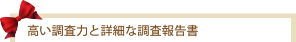 高い調査力と詳細な調査報告書